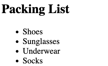 unordered list
